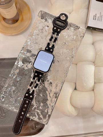 Sweet Cool Chain Leather Patchwork Design for Apple Applewatch
