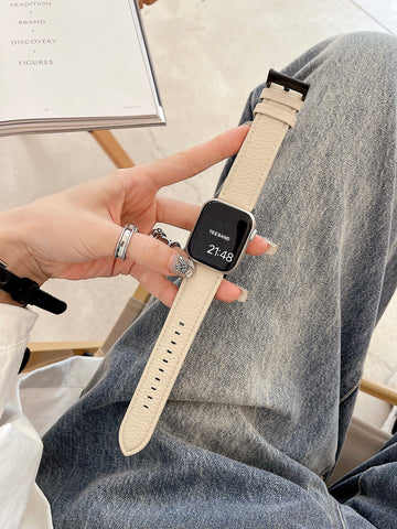 Wide Lychee grain cowhide leather strap for Applewatch