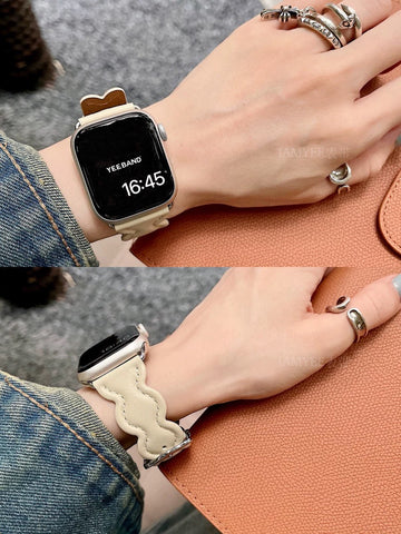 Leather strap with cloud design