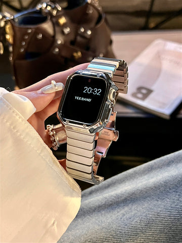 Bamboo Butterfly Buckle Stainless Steel Band for Apple Watch