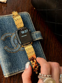 Checkered design bracelet stainless steel band for applewatch