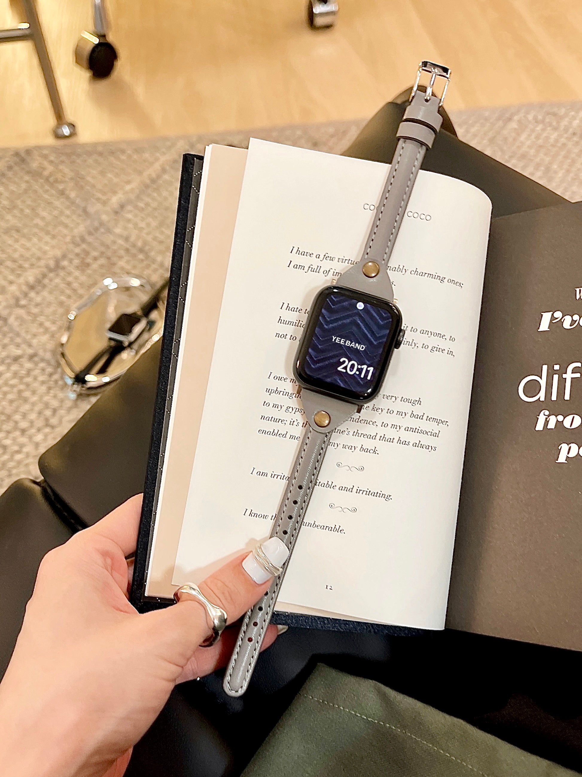 Single studded small waist premium leather watch band for Apple Watch