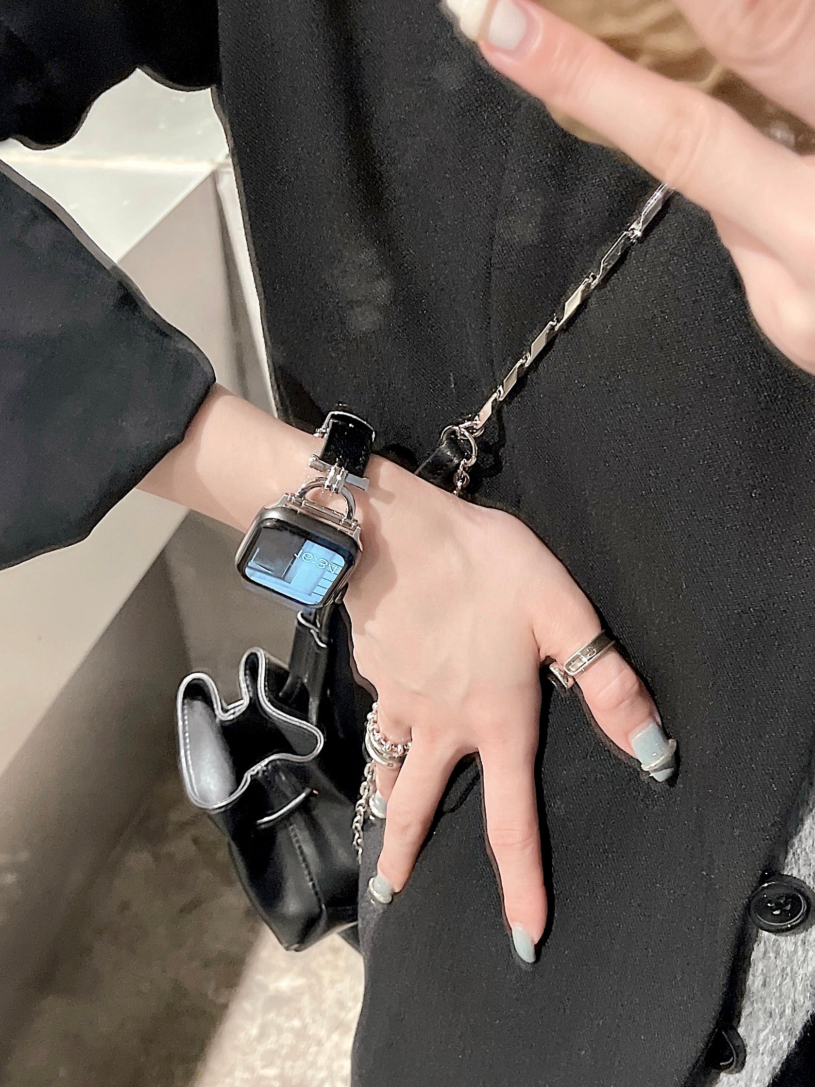 Butterfly Buckle Metal Patchwork Leather Strap for applewatch