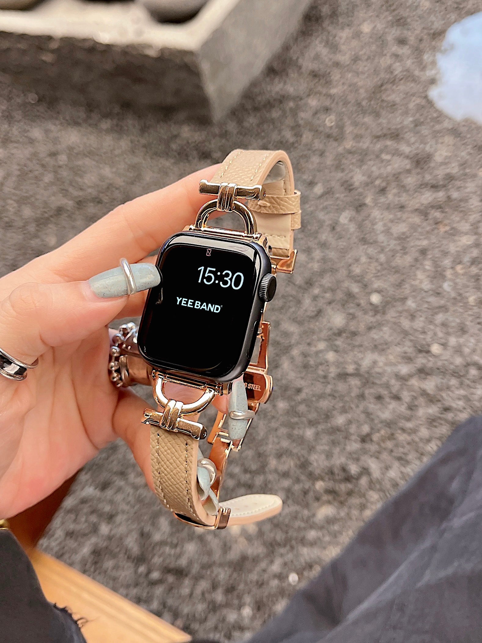 Butterfly Buckle Metal Patchwork Leather Strap for applewatch