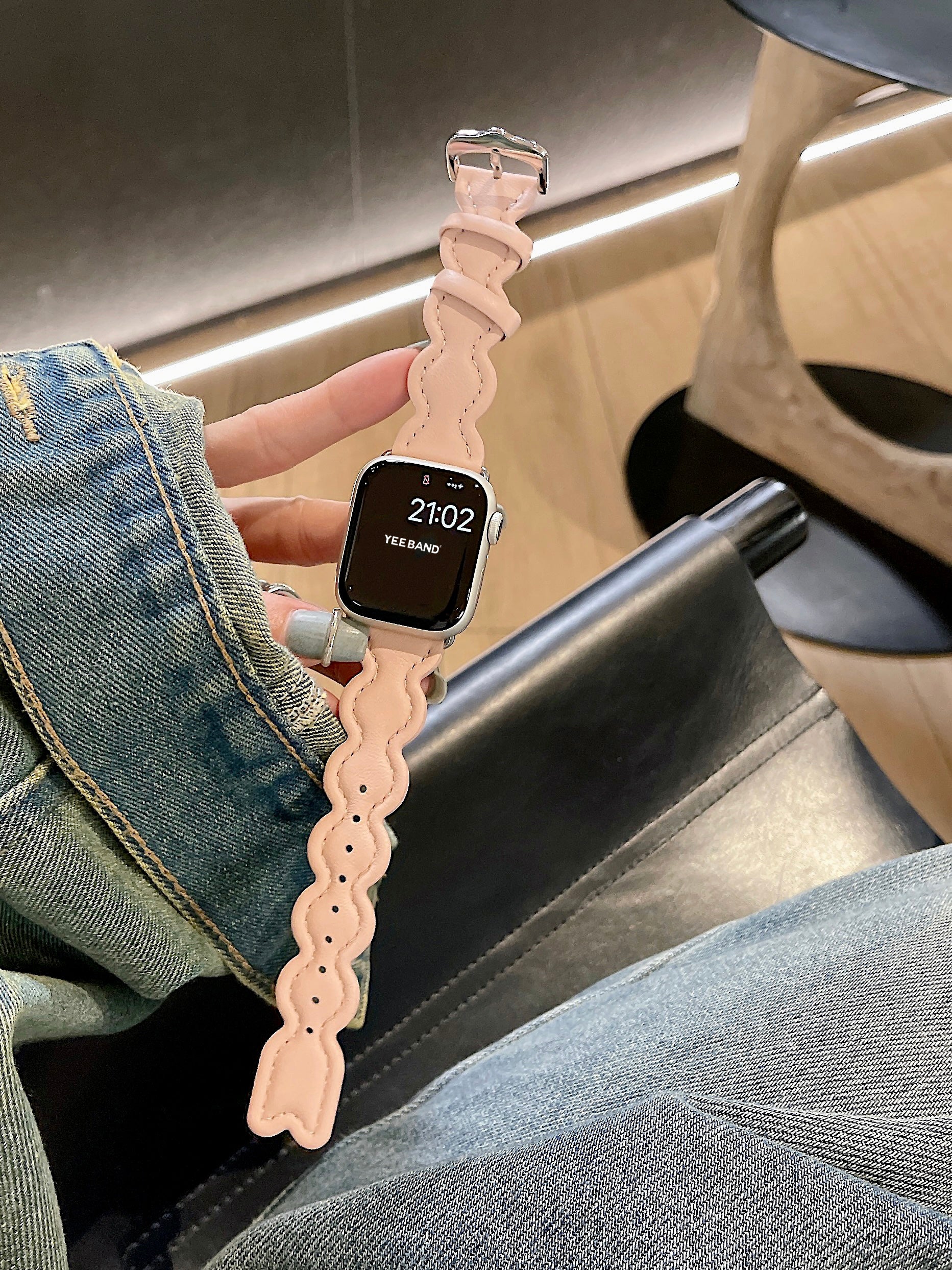 Leather strap with cloud design