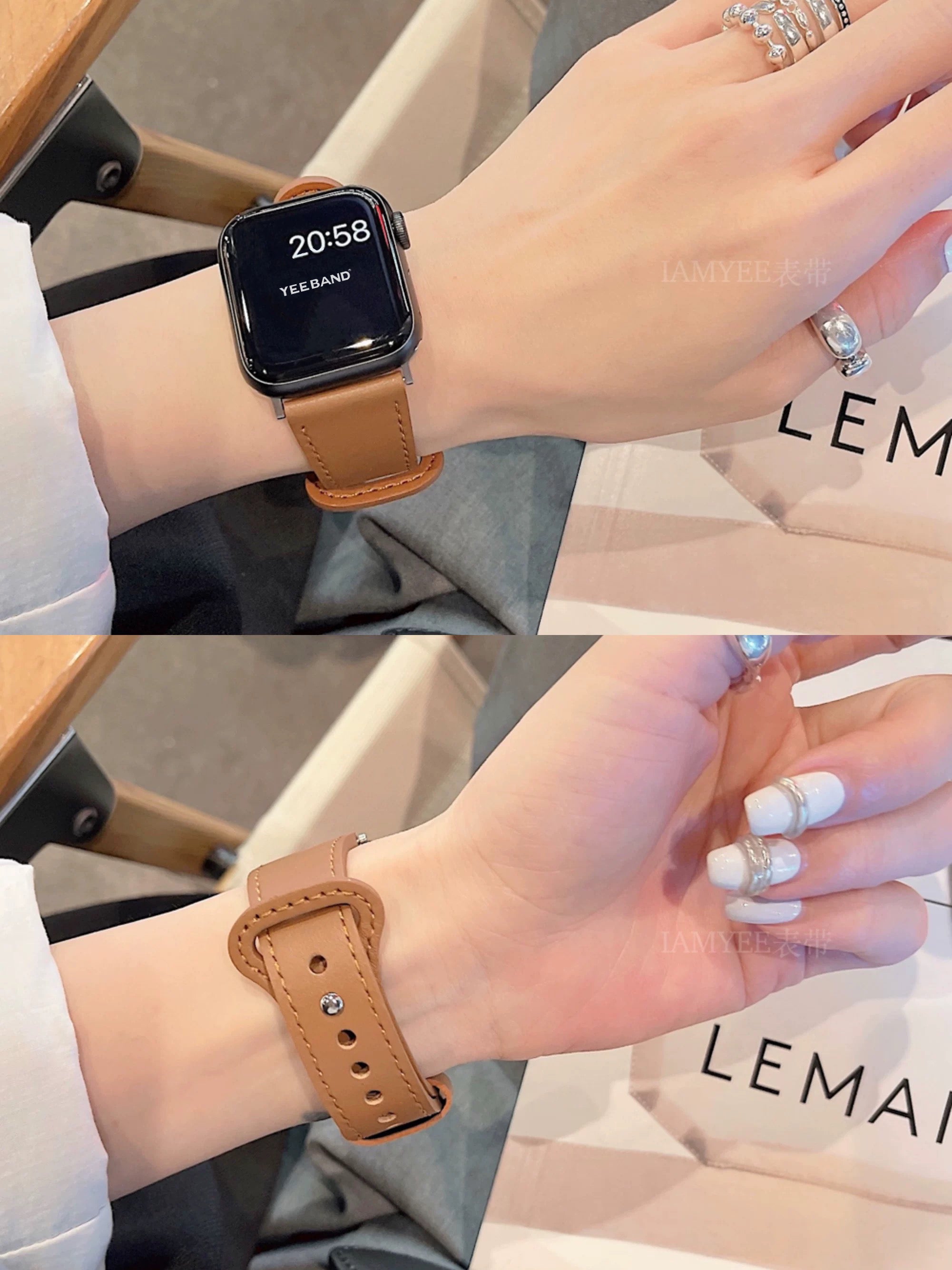 Genuine Leather Pacifier Buckle Leather Strap for Applewatch