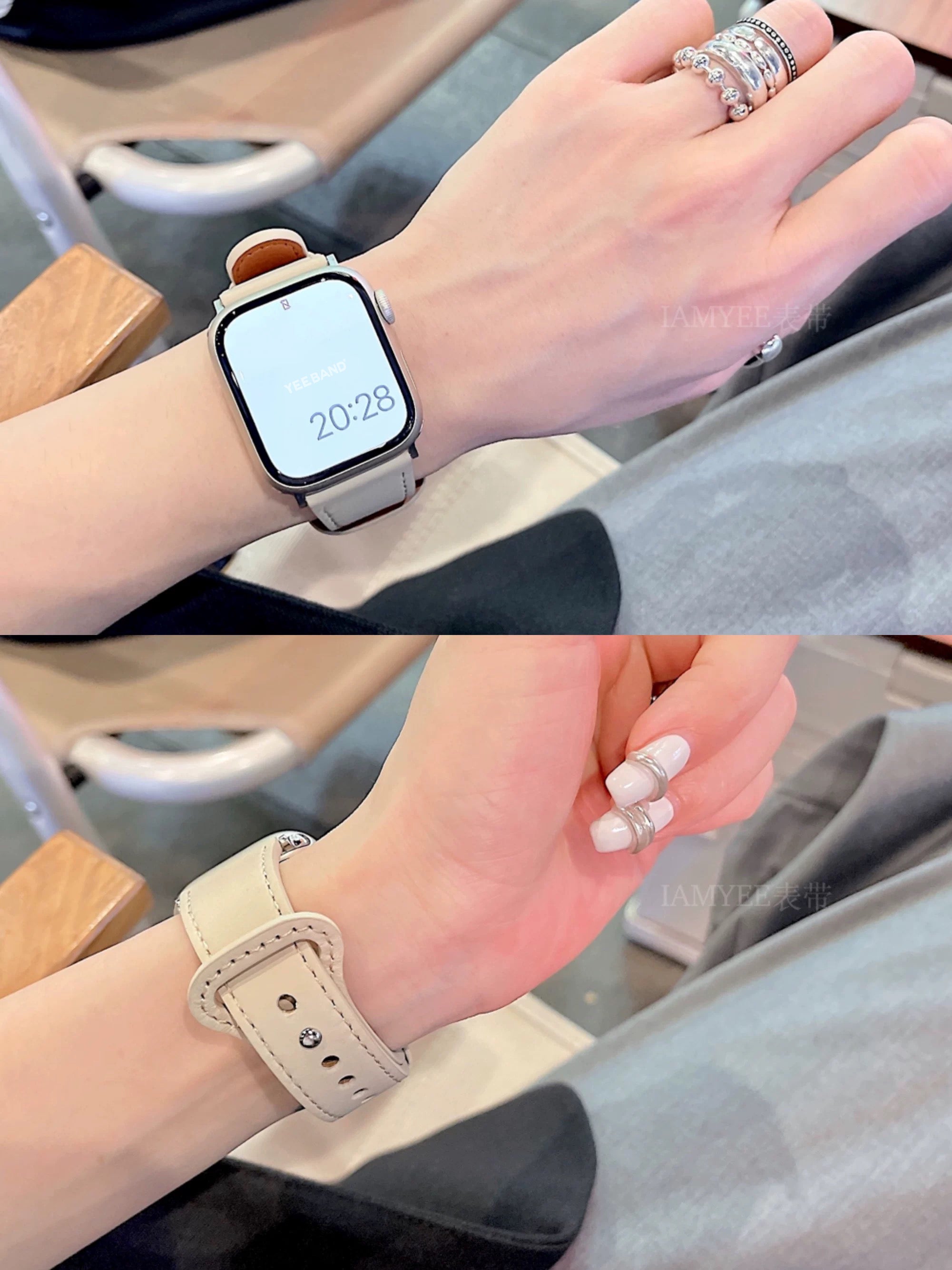 Genuine Leather Pacifier Buckle Leather Strap for Applewatch