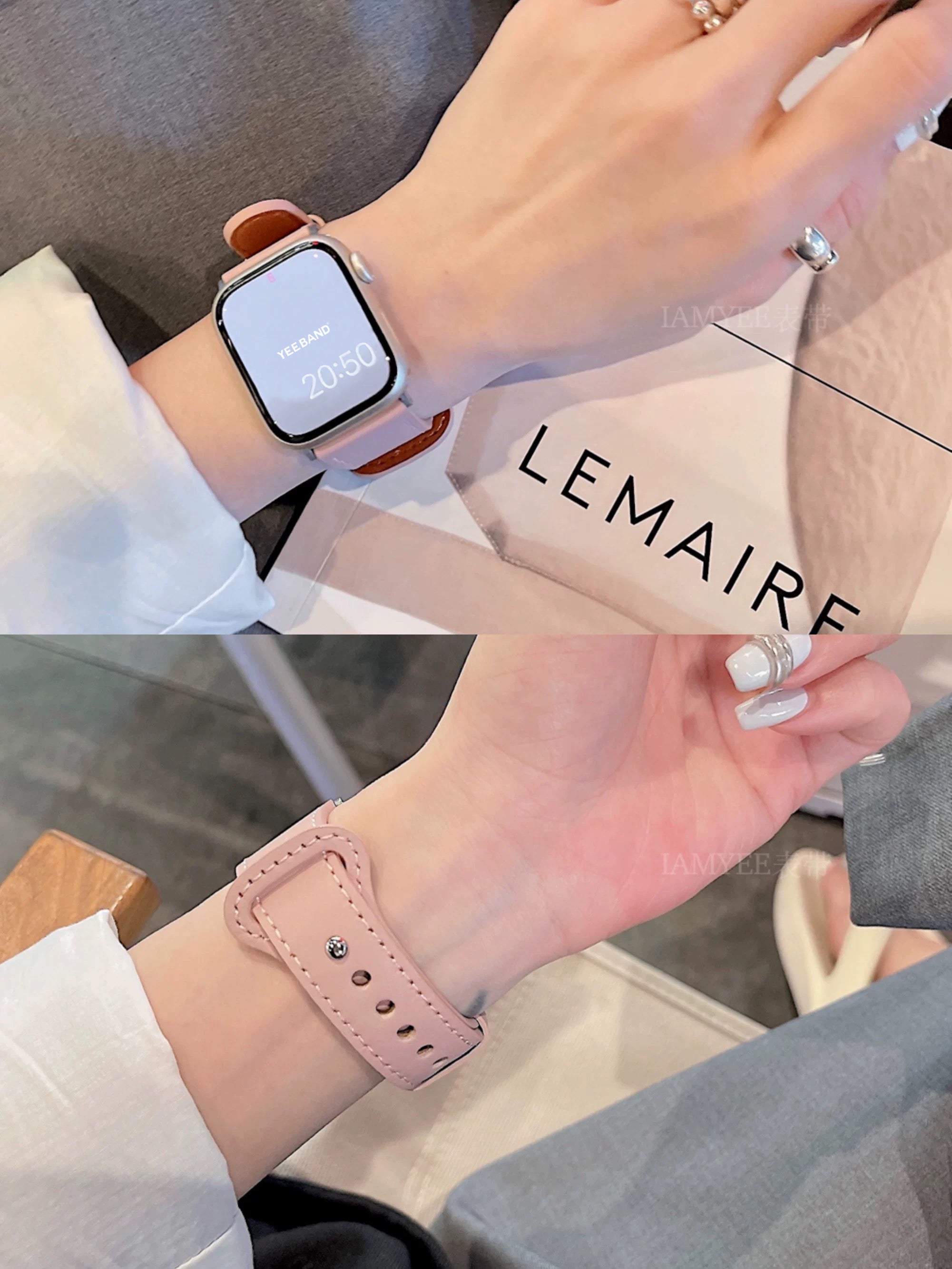 Genuine Leather Pacifier Buckle Leather Strap for Applewatch