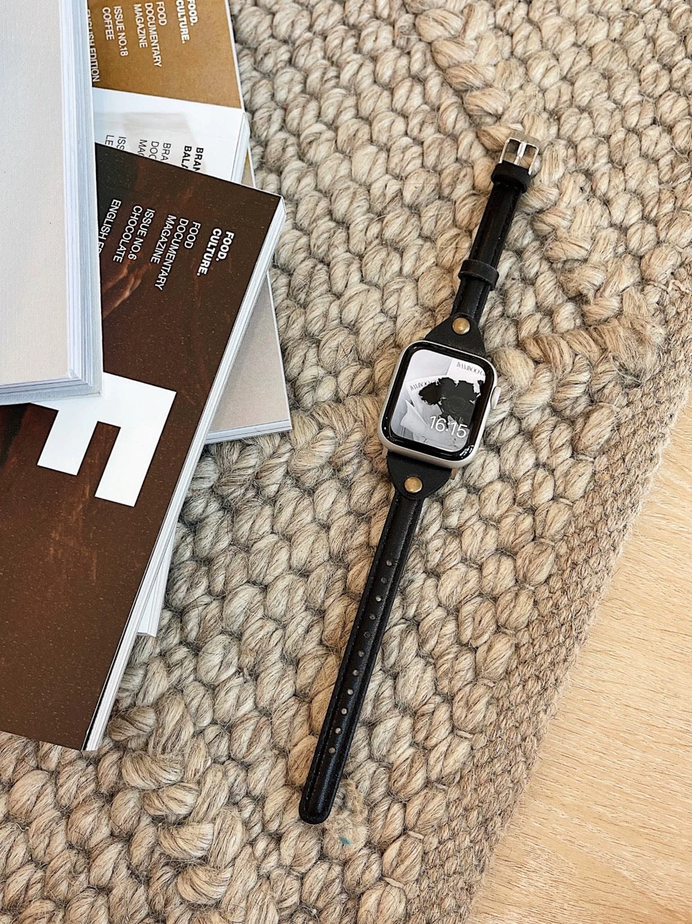 Single studded small waist premium leather watch band for Apple Watch