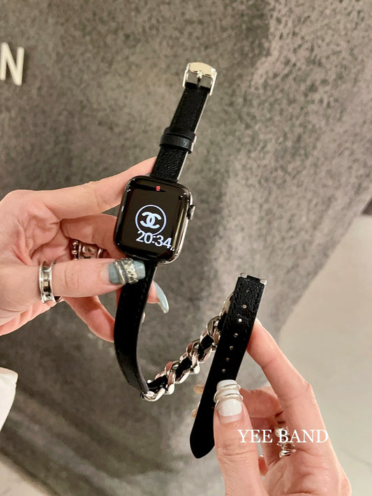 Premium Fragrance Feel Stainless Steel Chain Splicing Belt Double Loop Strap for Apple Watch