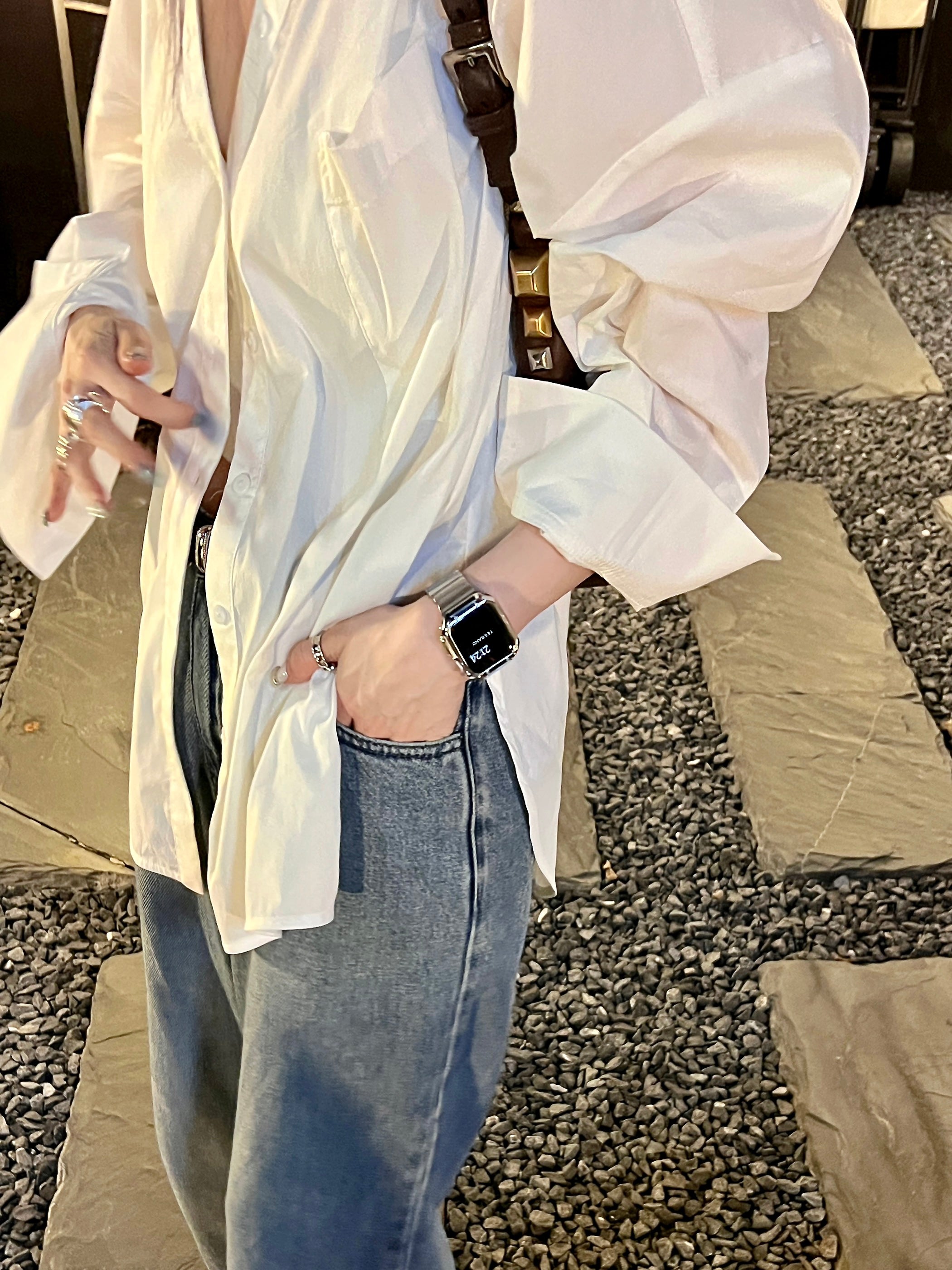 Bamboo Butterfly Buckle Stainless Steel Band for Apple Watch