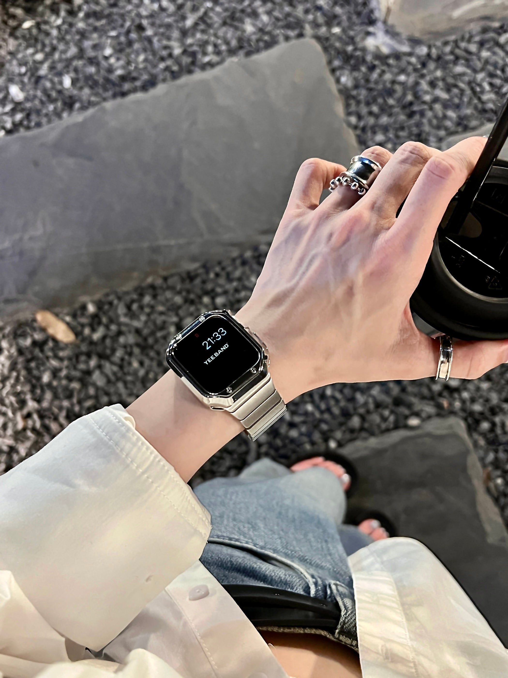 Bamboo Butterfly Buckle Stainless Steel Band for Apple Watch