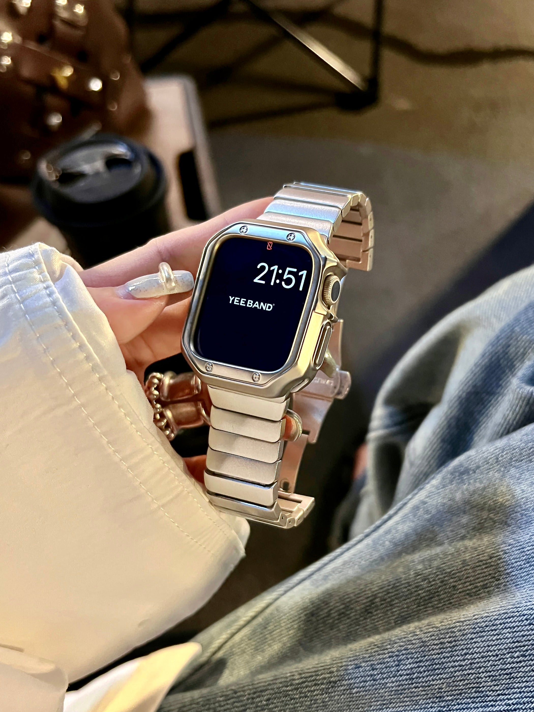 Bamboo Butterfly Buckle Stainless Steel Band for Apple Watch