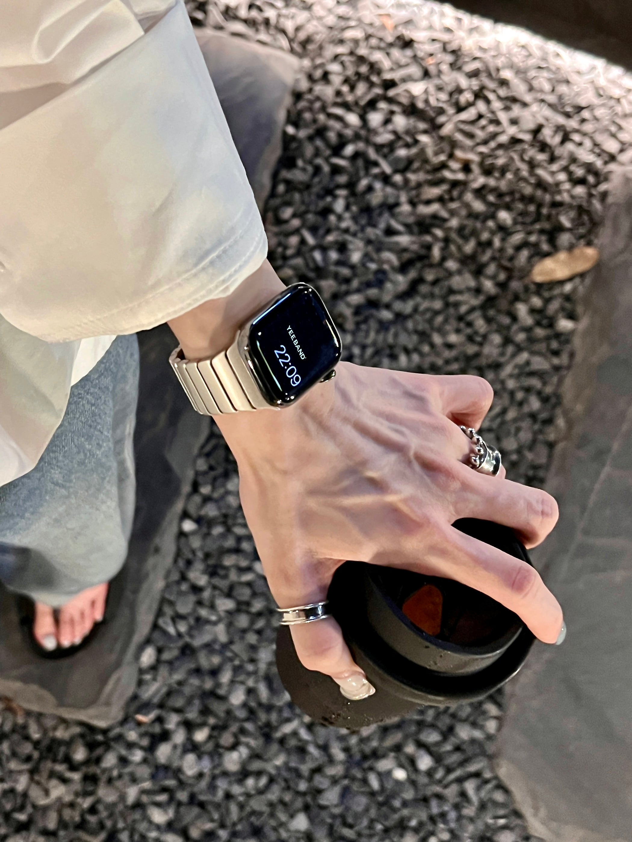 Bamboo Butterfly Buckle Stainless Steel Band for Apple Watch