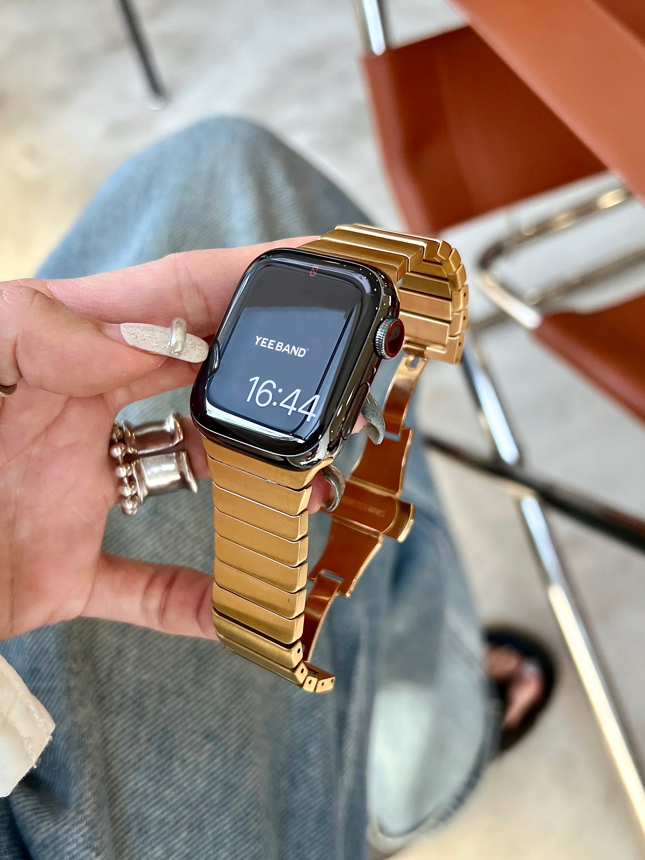 Bamboo Butterfly Buckle Stainless Steel Band for Apple Watch