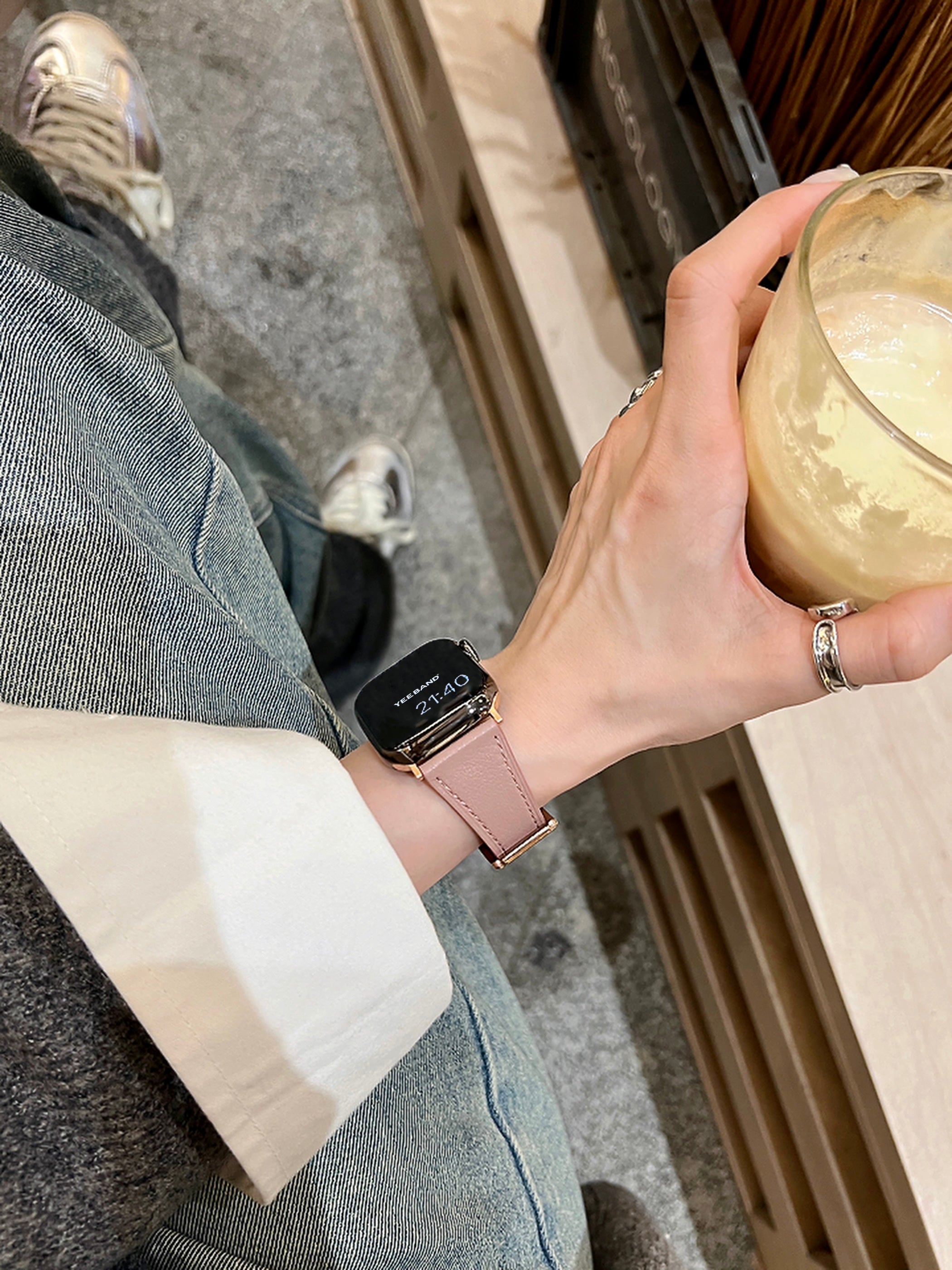 High-quality square buckle small waist design leather strap