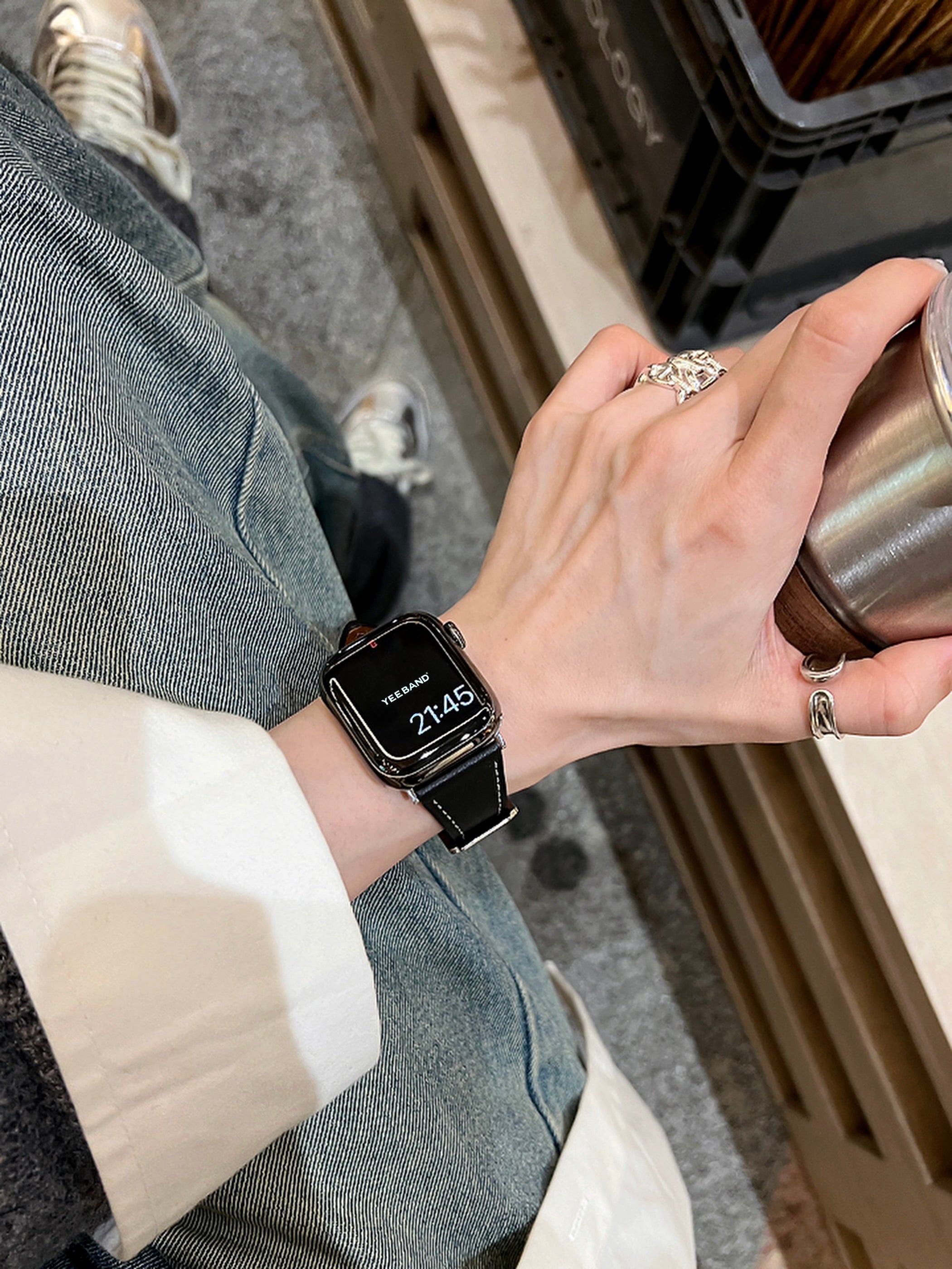 High-quality square buckle small waist design leather strap