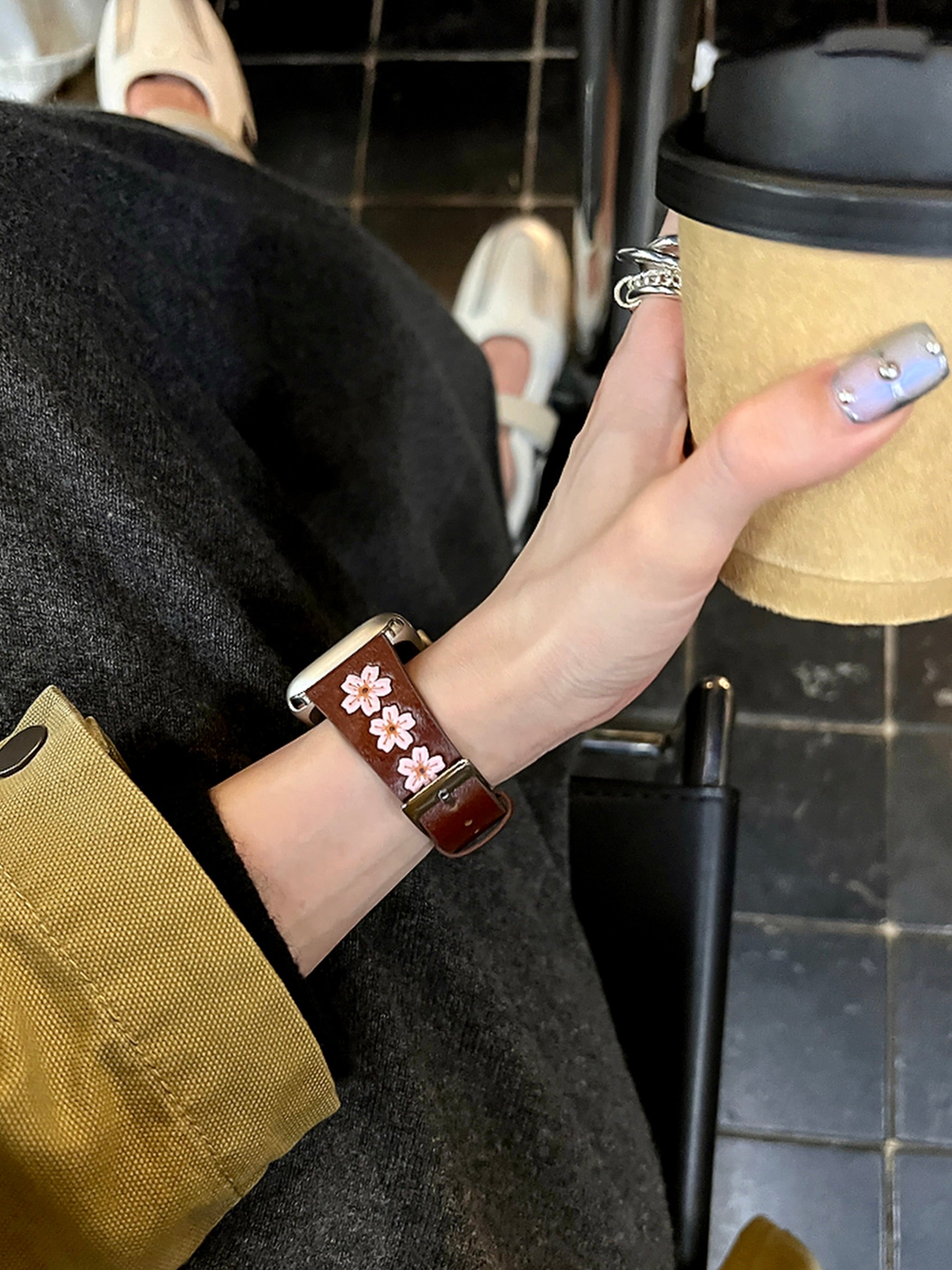 Sakura Bloom Leather Strap