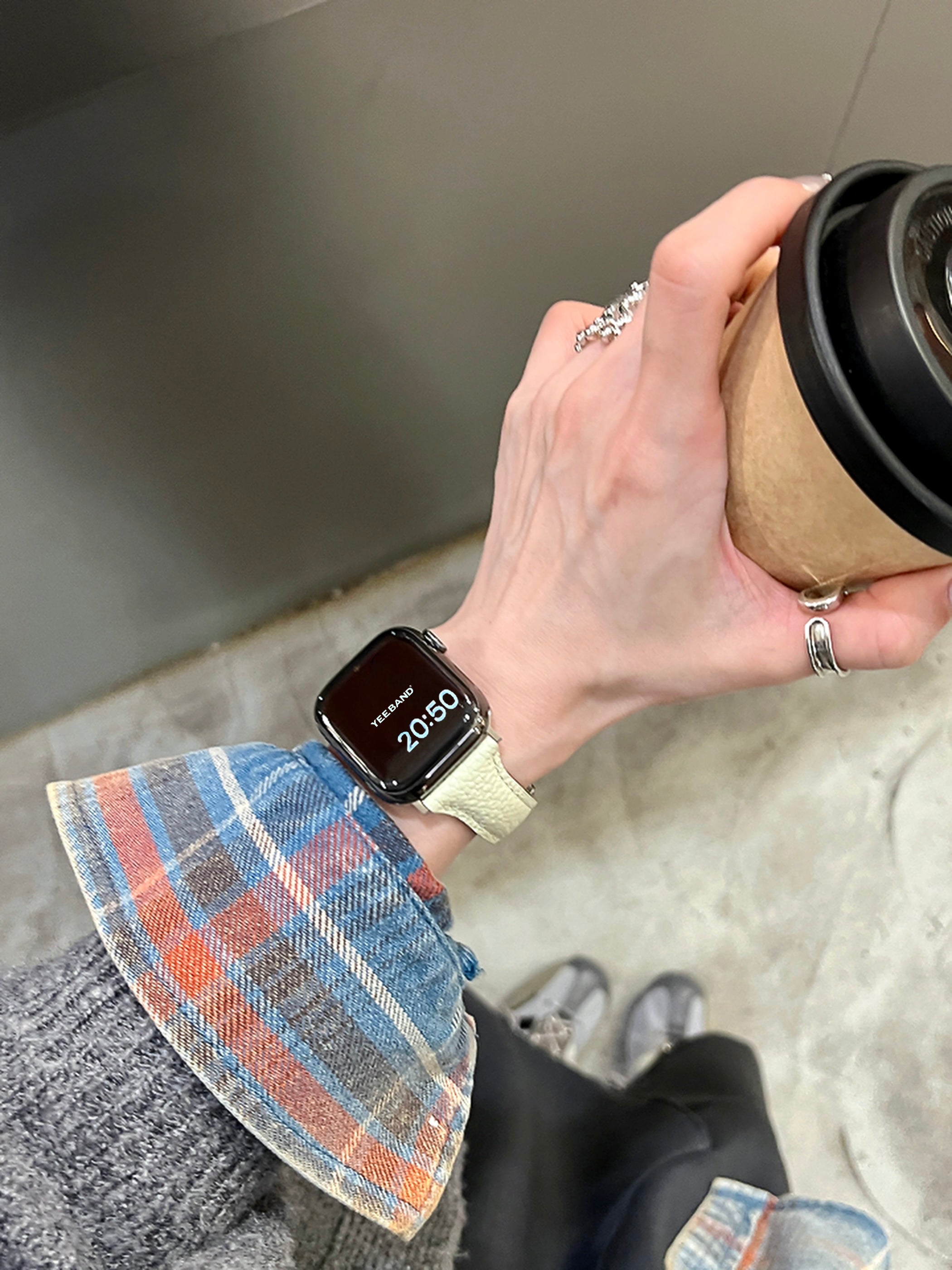 Lychee pattern magnetic buckle small waist leather strap