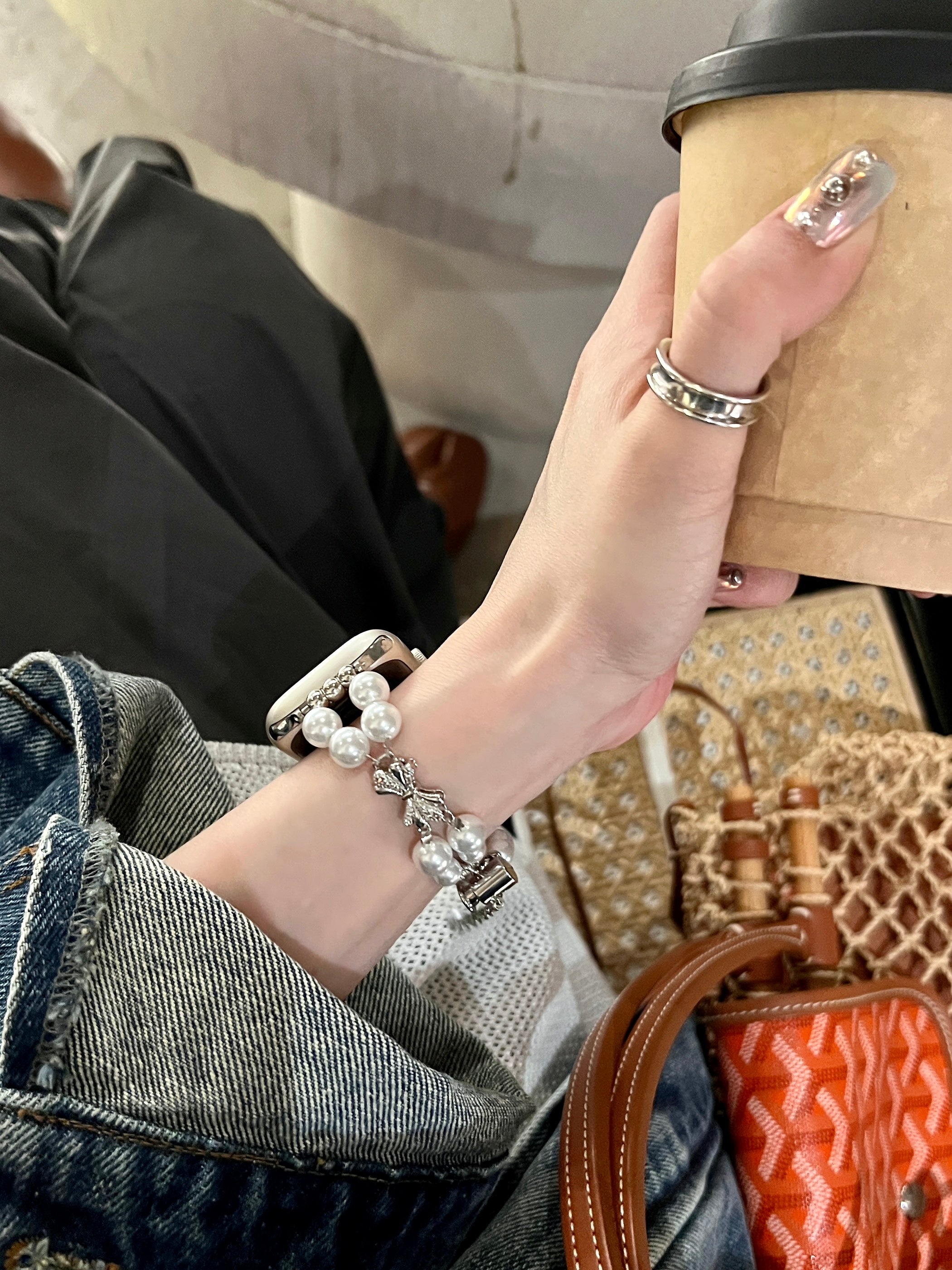 Pearl bracelet strap for applewatch