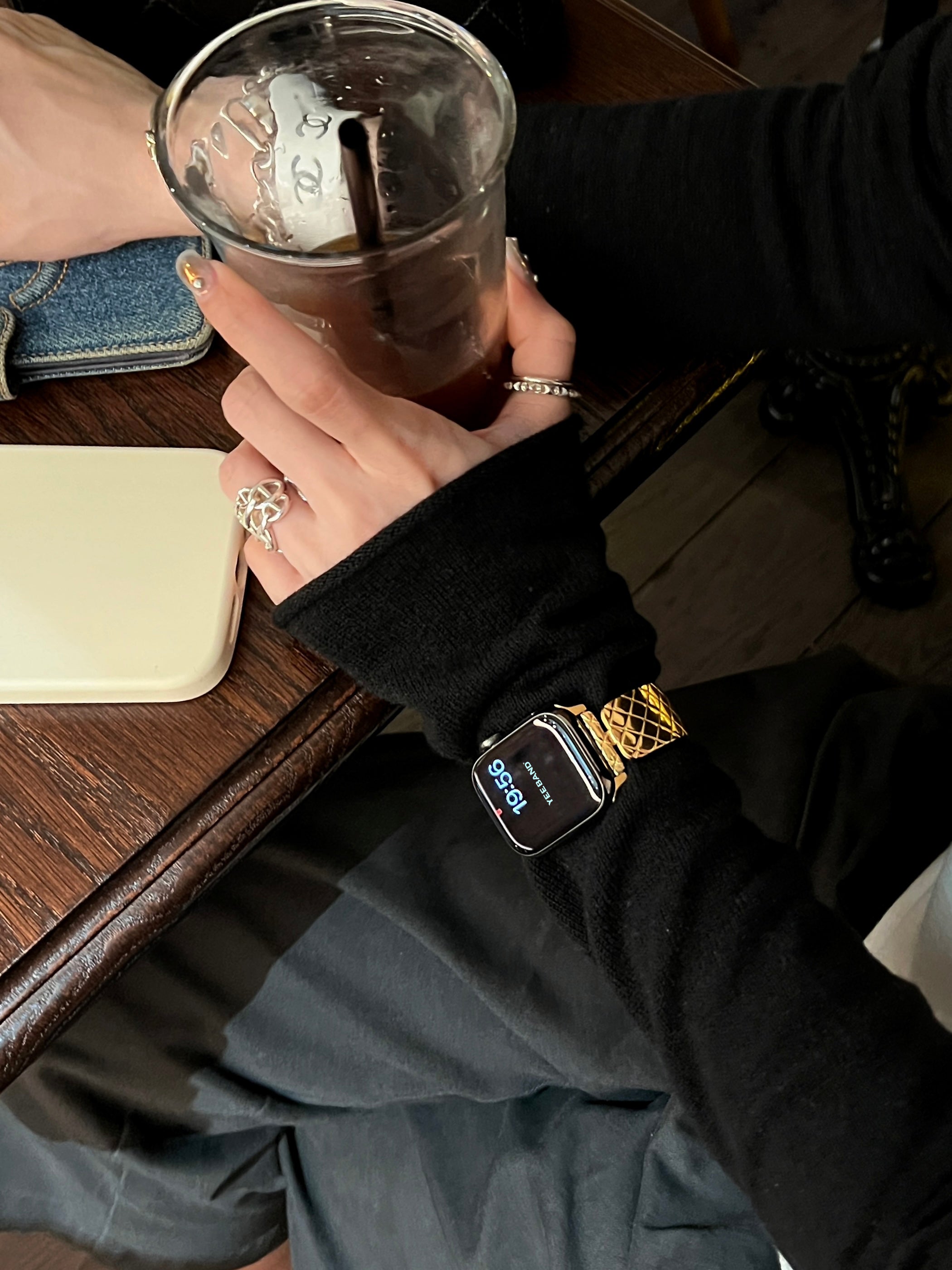 Checkered design bracelet stainless steel band for applewatch