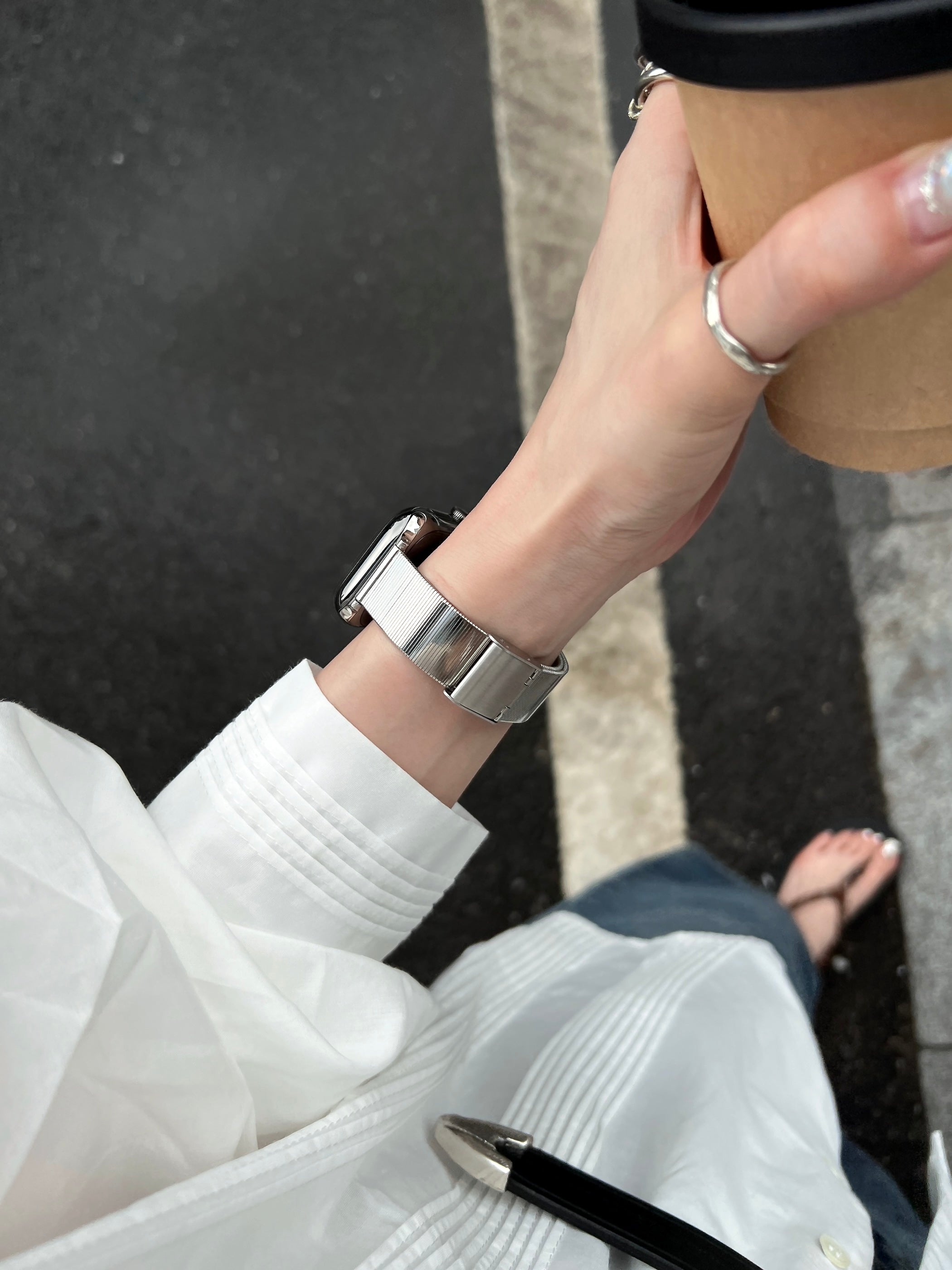 Cat's Eye Bamboo Stainless Steel Strap for applewatch