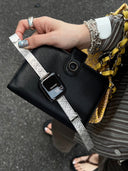 Stainless steel bracelet with crushed silver rattan checkered pattern for applewatch