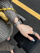 Stainless steel bracelet with crushed silver rattan checkered pattern for applewatch