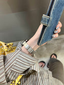 Stainless steel bracelet with crushed silver rattan checkered pattern for applewatch