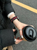 Black & Red Heart Cutout Strap