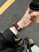 Black & Red Heart Cutout Strap