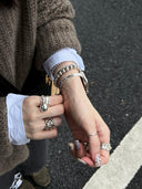 Silver-tone Bamboo Joint Watch Band