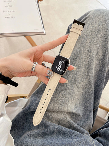 Wide version of lychee pattern cow leather is suitable for Applewatch