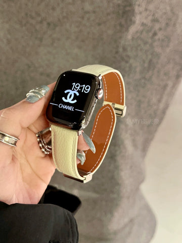 Magnetic Wide Pebbled Cowhide Strap for Applewatch