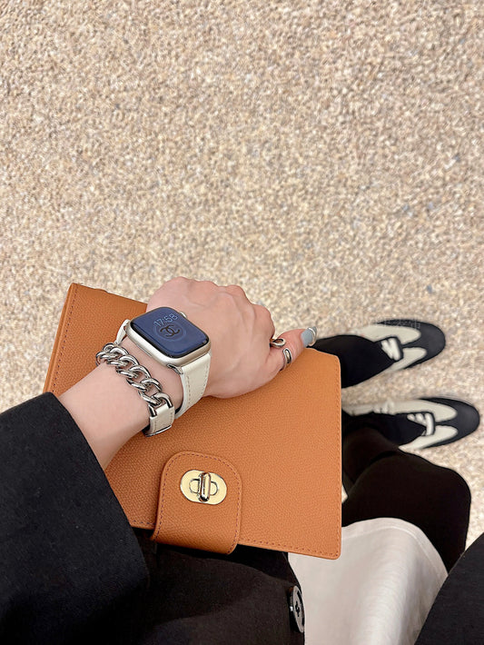 Small waist leather high-grade sense stainless steel chain is suitable for Applewatch