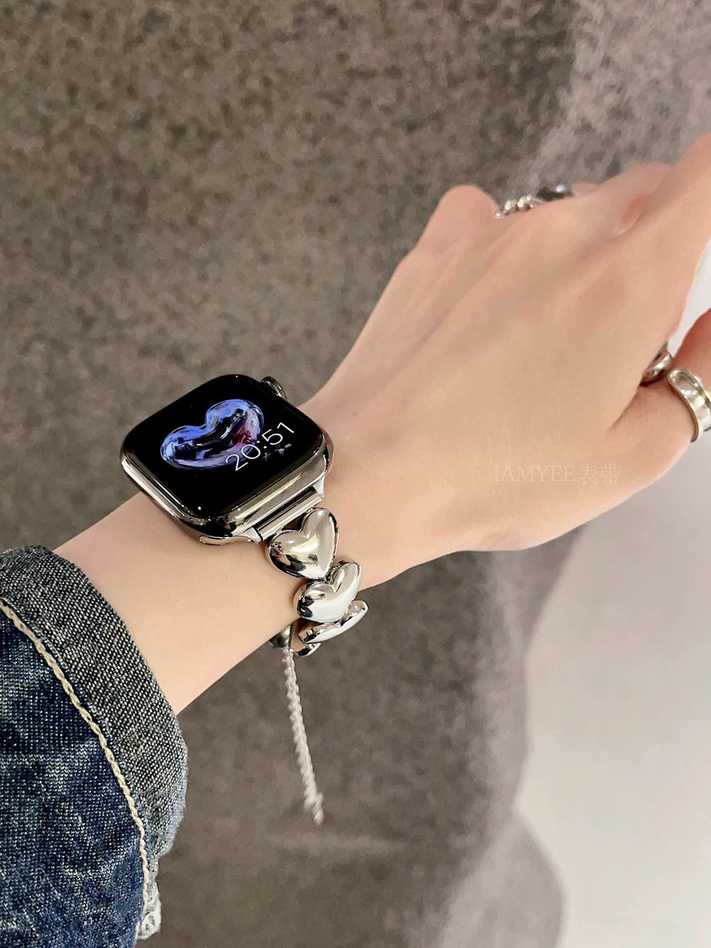 Three-dimensional Love Stainless Steel Strap for Applewatch
